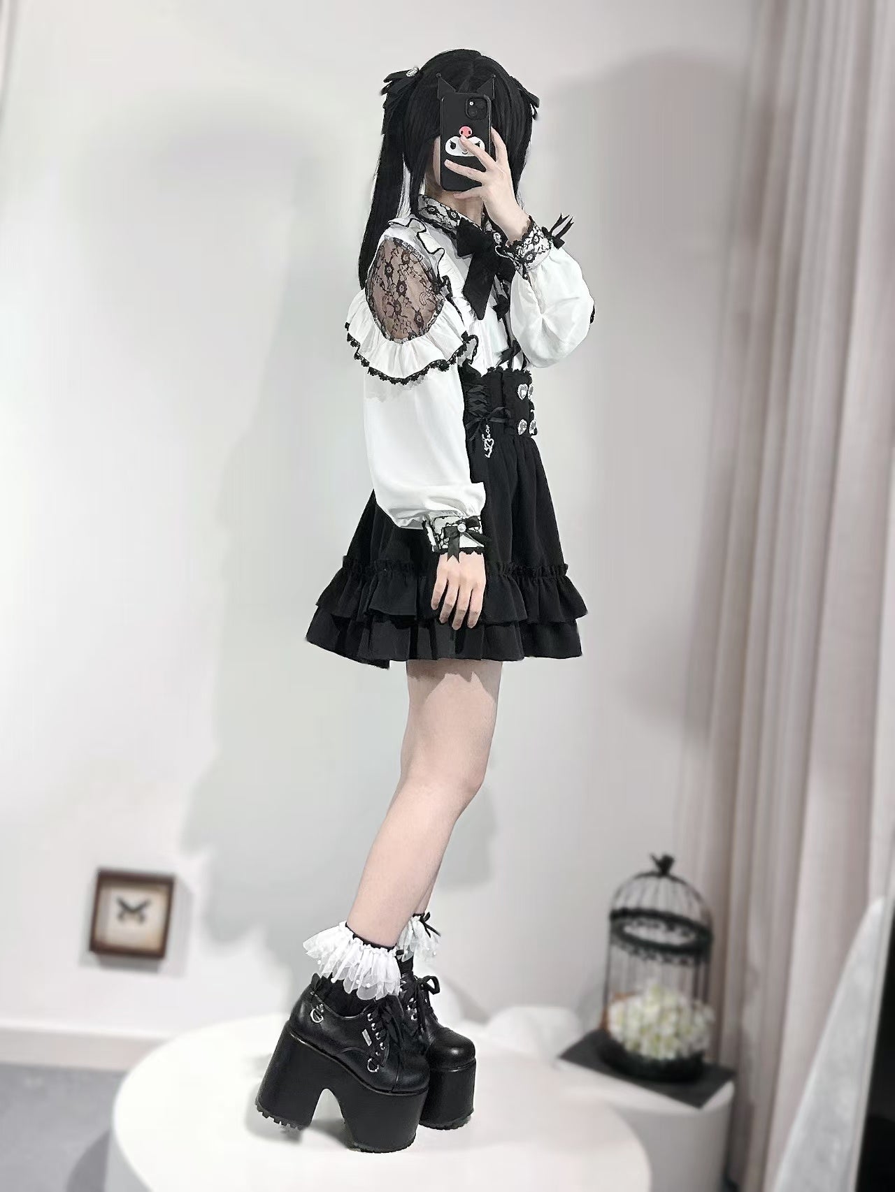 French Lace-trimmed Shirt Skirt