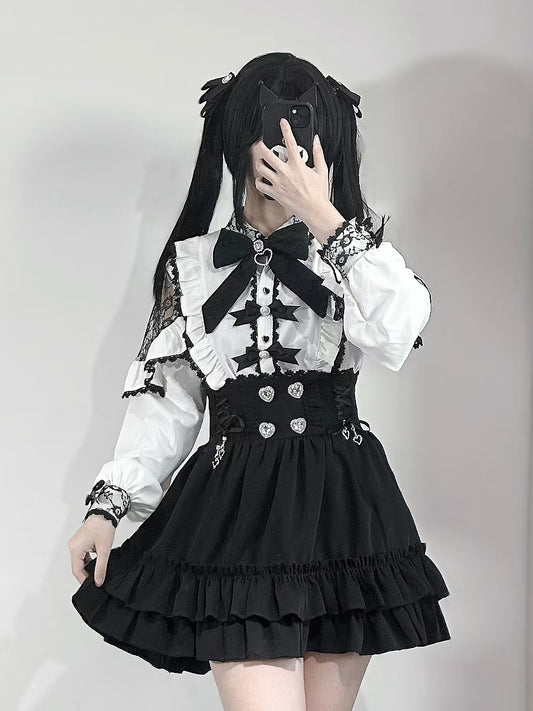 French Lace-trimmed Shirt Skirt