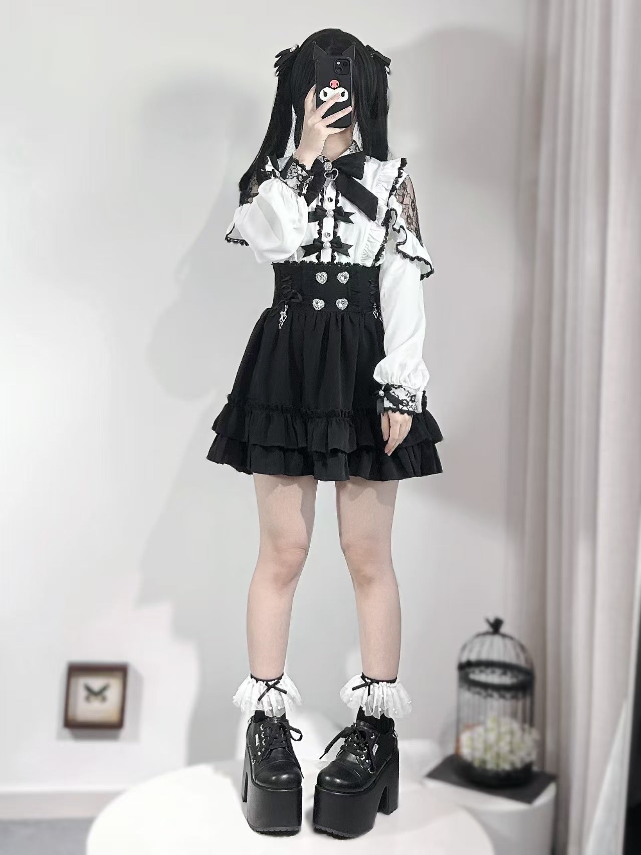 French Lace-trimmed Shirt Skirt