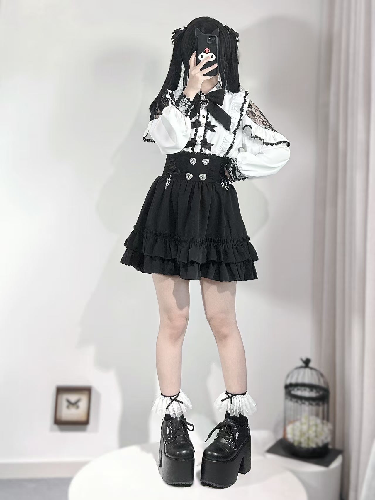 French Lace-trimmed Shirt Skirt