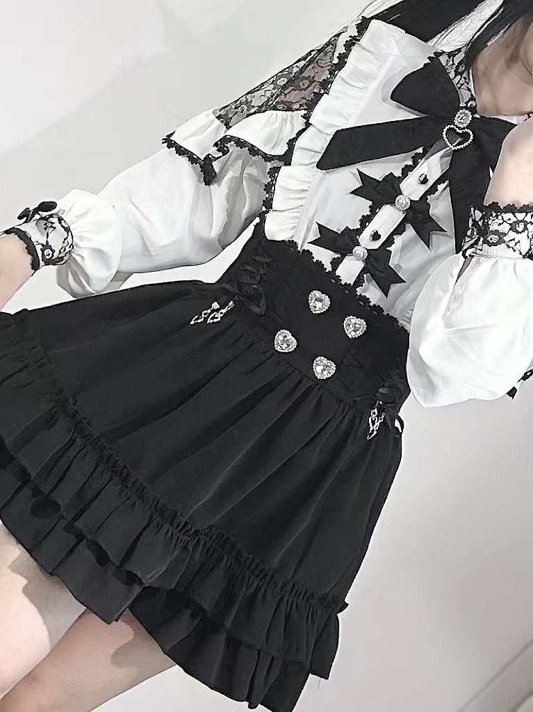 French Lace-trimmed Shirt Skirt
