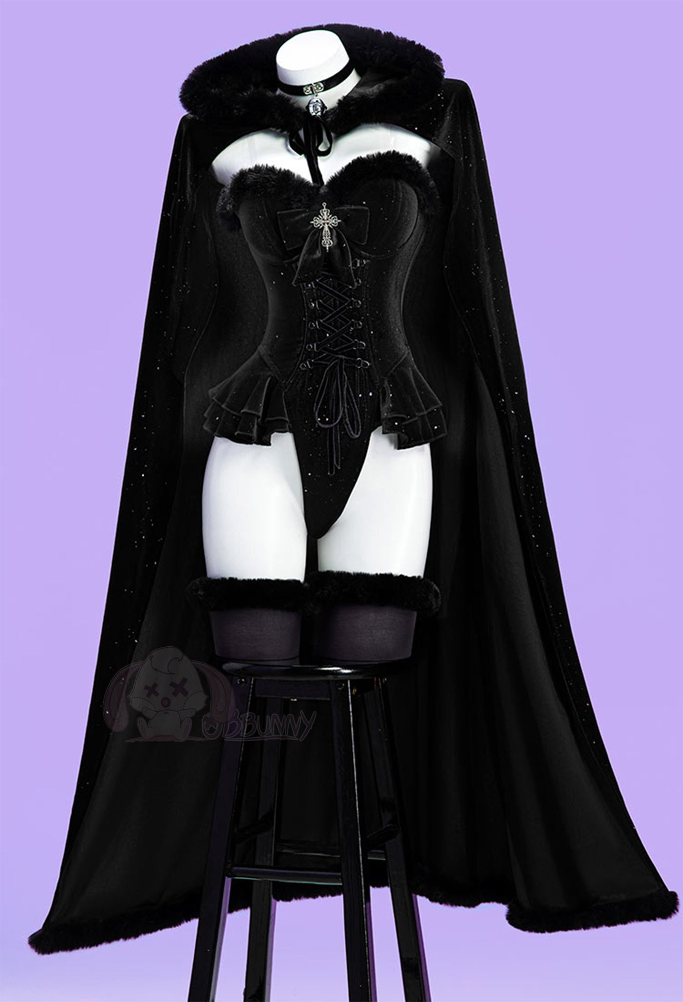Original Witch Black Purple Plush Cape Outfit