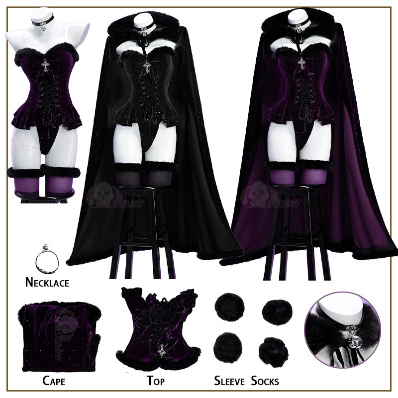 Original Witch Black Purple Plush Cape Outfit