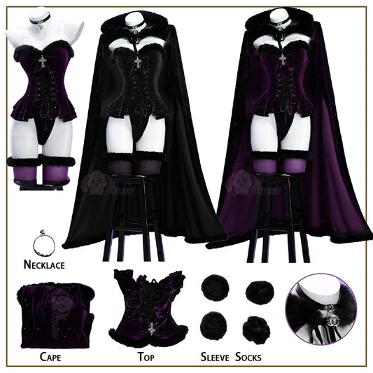 Original Witch Black Purple Plush Cape Outfit