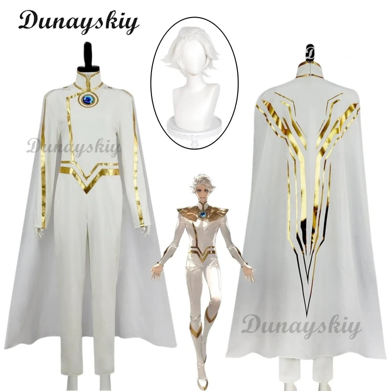 Anime To Be Hero X Nice Cosplay Costume Wig Jumpsuit PU Leather Cloak Lin Ling Halloween Party Men Uniform Full Set