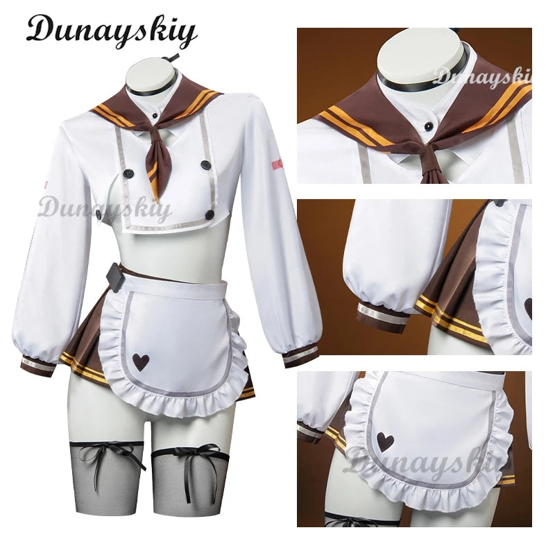 Nikke Bride Cosplay JK Sailor Uniform Game Nikke The Goddess Of Victory White Costume Apron Sexy Costumes Wig Halloween Suit