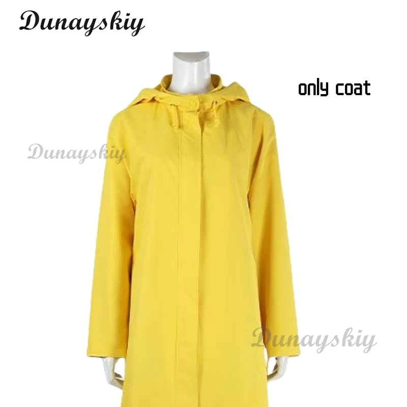 Coraline Cosplay Costume Wig Prop Horror Fairytale Movies Yellow Coat Secret Door Adult Halloween Party Customized