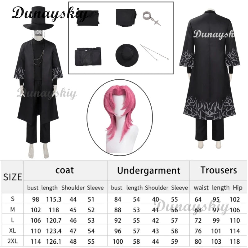 Anime KPop Demon Hunters Saja Boys Cosplay Costume Wig Black Uniform Outfit For Men Women Baby Coat Hat Belt Props Carnival
