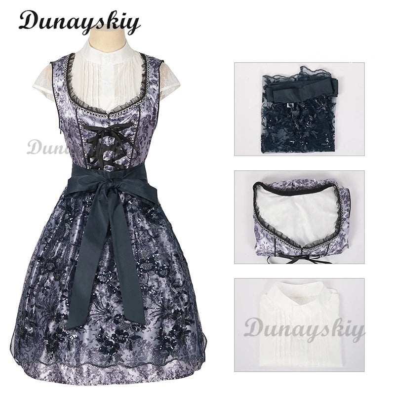 Bavaria Oktoberfest Costume Dirndl Dress Wench Maid Dress German Beer Girl Apron Outfit Maid Cosplay Halloween Party Dresses