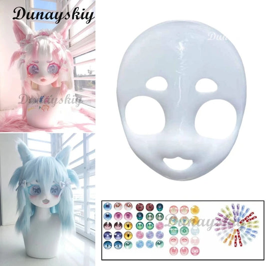 Anime Head Base Skull PLush Farbic Fursuit Kigurumi Skull Mask Helmet Liner Headwear Cosplay DIY Accessories Back of Roleplay