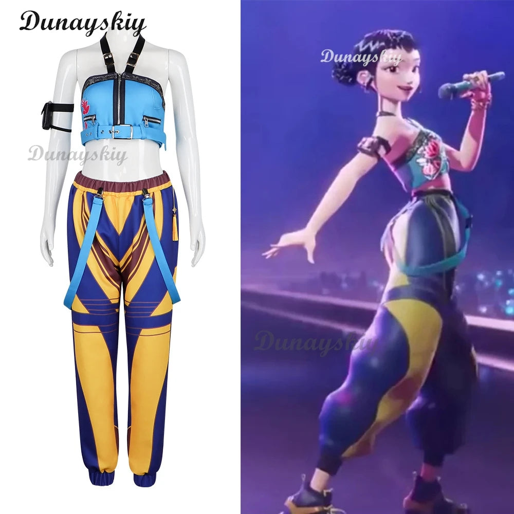 Anime KPop Demon Hunters Cosplay Costume for Women Zoey Mira Rumi Cosplay Fantasy Roleplay Outfits Halloween Carnival Party Suit