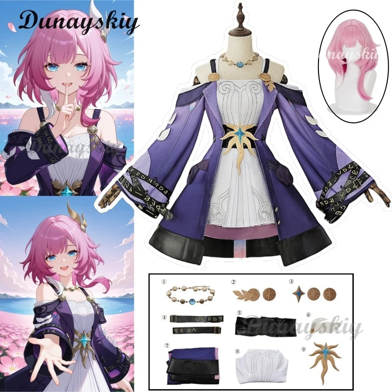 Game Honkai Star Rail Cyrene Cosplay Costume Wig Dress Uniform Headwear Amphoreus Halloween Party Prop For Women Girls