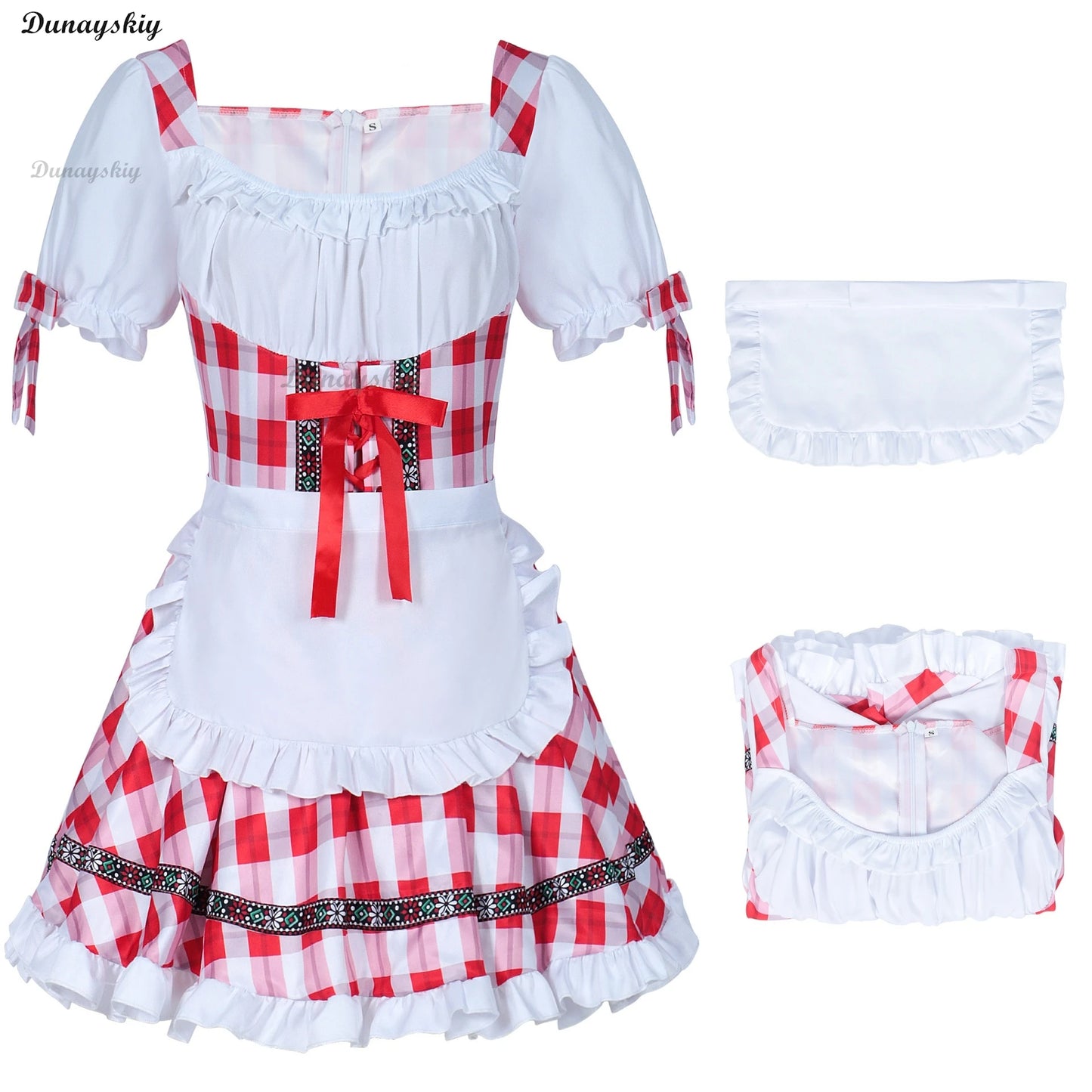 Bavaria Oktoberfest Costume Dirndl Dress Wench Maid Dress German Beer Girl Apron Outfit Maid Cosplay Halloween Party Dresses