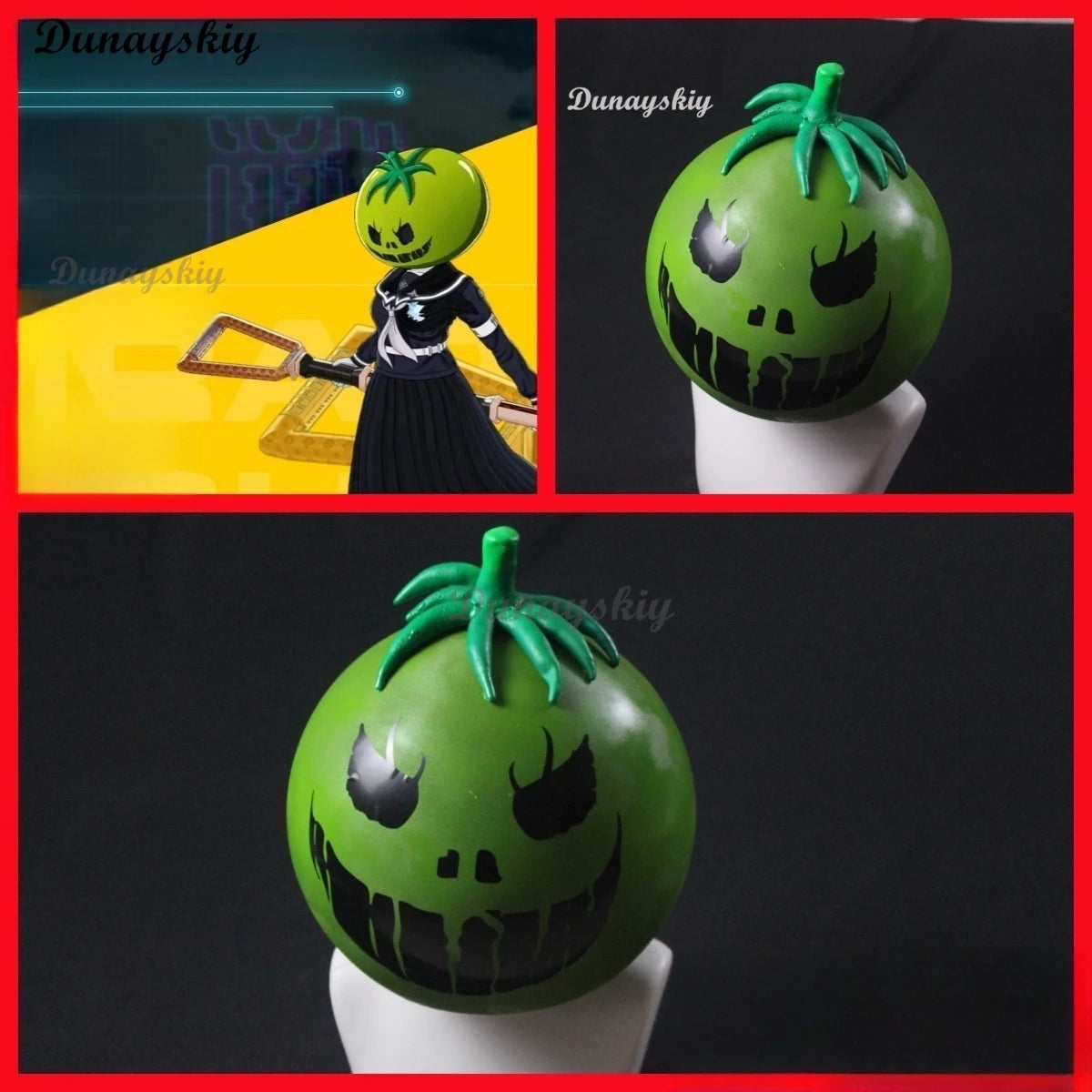 The Hundred Game Line Cosplay Oosuzuki Kurara Headset Mask Green For Halloween Party Straight Wigs For Women Customized