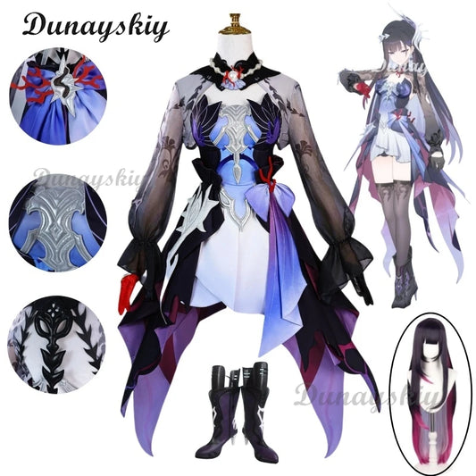 Hysilens Honkai Star Rail Hysilens Cosplay Costume Anime Long Mixed Wig Props Halloween Party for Women Girls Carnival