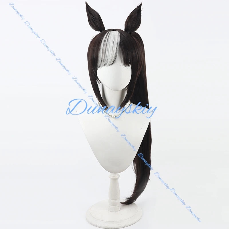Game Pretty Derby Hokko Tarumae Cosplay Wig Ear Tail Umamusume Pastel Marine Locodol 2 Styles Hair Hallowmas Party Adult Women