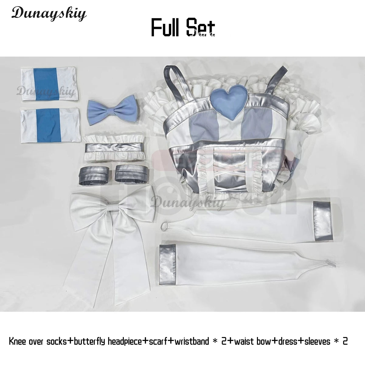 Anarchy Black Dress Blue Bow Anime Panty & Stocking Garterbelt Cosplay Costume Wig Stockings Bowknot Cos Convention Customized