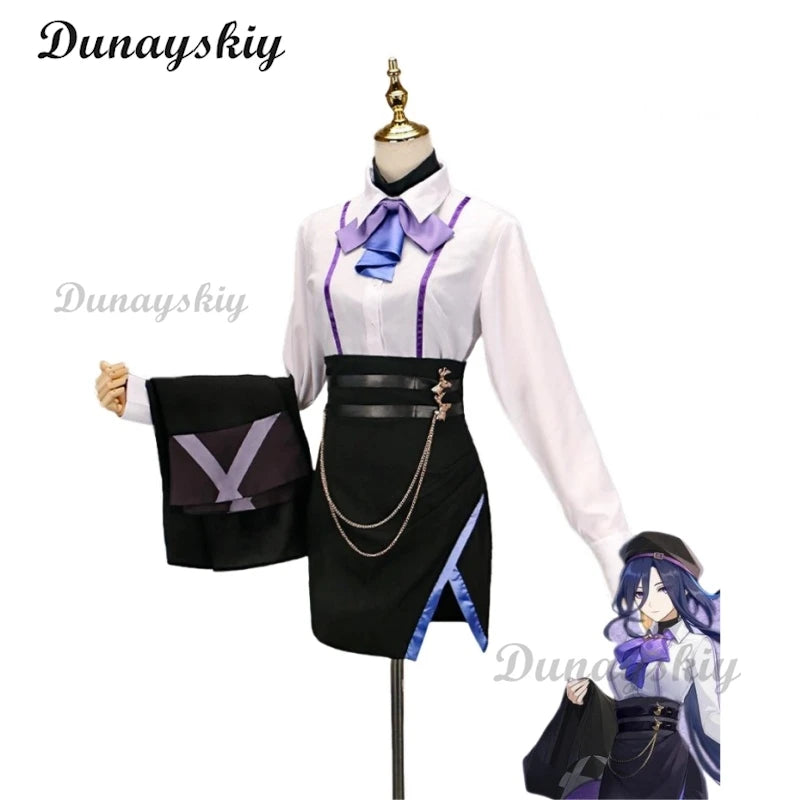 Clorinde Luckin Coffee Collab Fanart Doujin Cosplay Costume Genshin Impact Set Wig Genshin Impact Full Set Wig Halloween Xmas