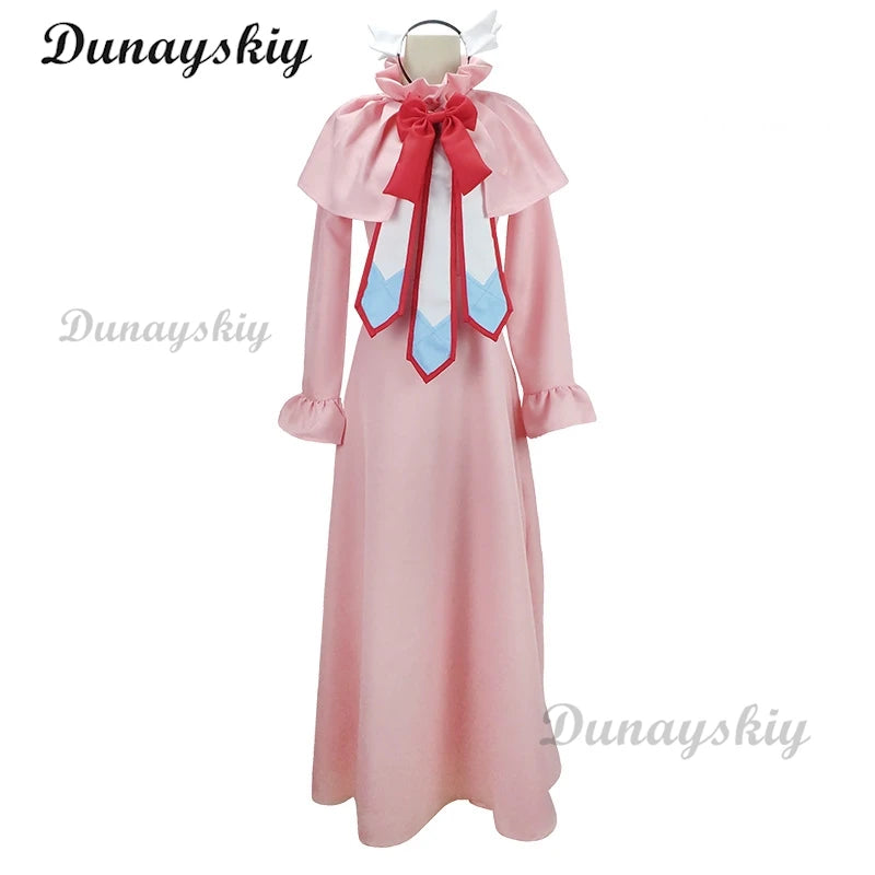 Anime Tail Mavis Vermilion Pink Dress Cosplay Costumes Wig  Women Full set Outfit Halloween Party Sets Customized