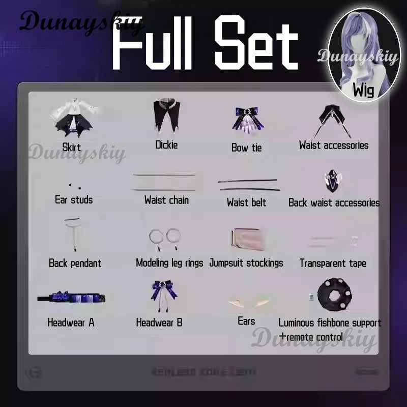 Vivian Cosplay Zenless Zone Zero Costume Wig Black Purple Dress Headwear Full Set For Women Girls Mockingbird Halloween Carnival