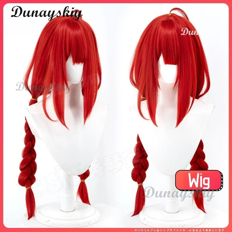 Game Zenless Zone Zero Ukinami Yuzuha Cosplay Wig Red Double Braid Long Hair Spook Shack Halloween Party Women Girls Carnival