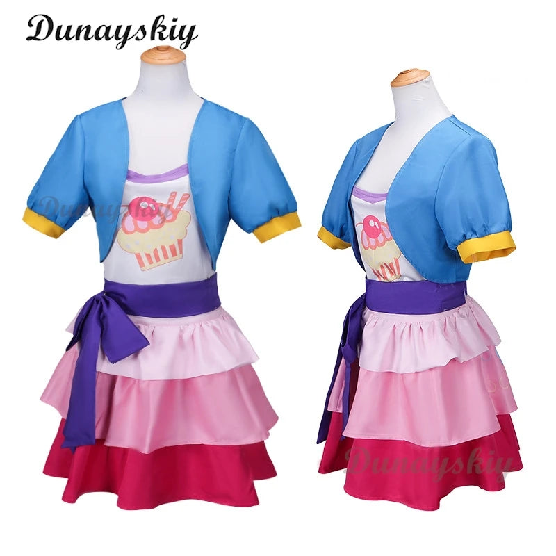 Anime Pinkie Pie Cos PP Pinkamena Diane Pie Cosplay Personification My Little Cos Cute Lovely Pink Pony Wig Wavy Curls Party