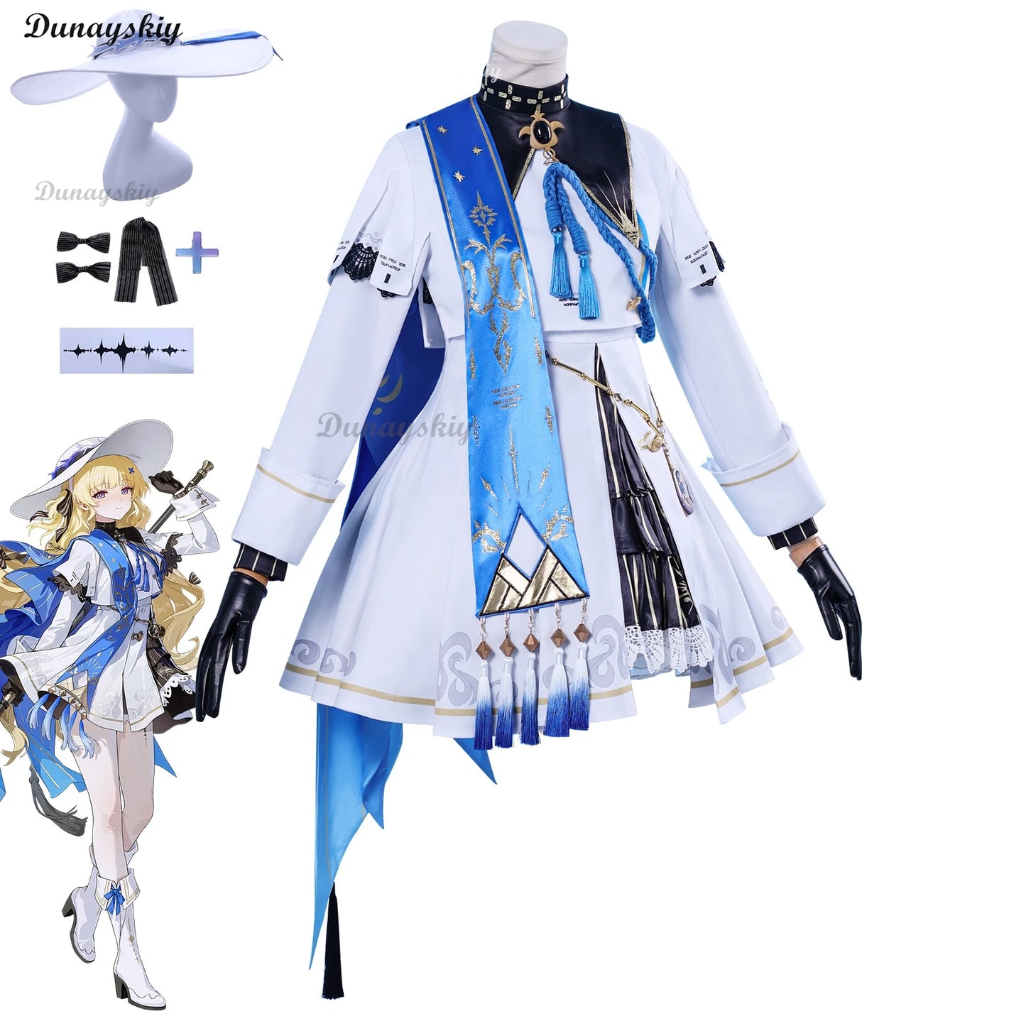 Wuthering Waves Phoebe Cosplay Costume  Wig Lolita Skirt Women's Dresses Wig Headband Accessory Anime Party Role-playing Suit