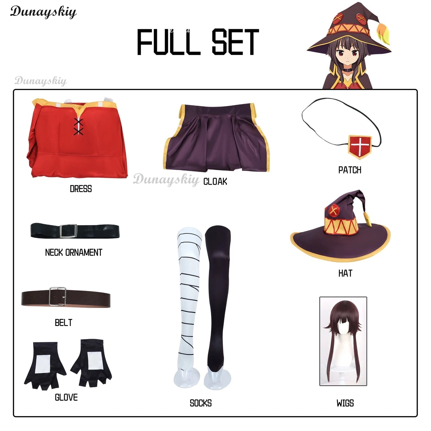 Megumin Cosplay Costume Wig KonoSuba: God's Blessing on This Wonderful World Magic Little Witch Outfit Hat Shoes Customized