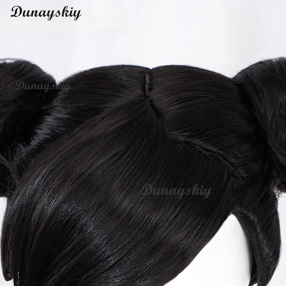 Chun-Li Cosplay Wig Game SF Fighter Headwear Heat Resistant Synthetic Hair Carnival Halloween Party Props Gifts Customized