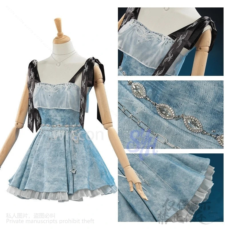 game Love And Deepspace heroine cosplayanime costume Denim Dress blue Sleeveless Vintage Mini Dresses Y2K Halloween customized