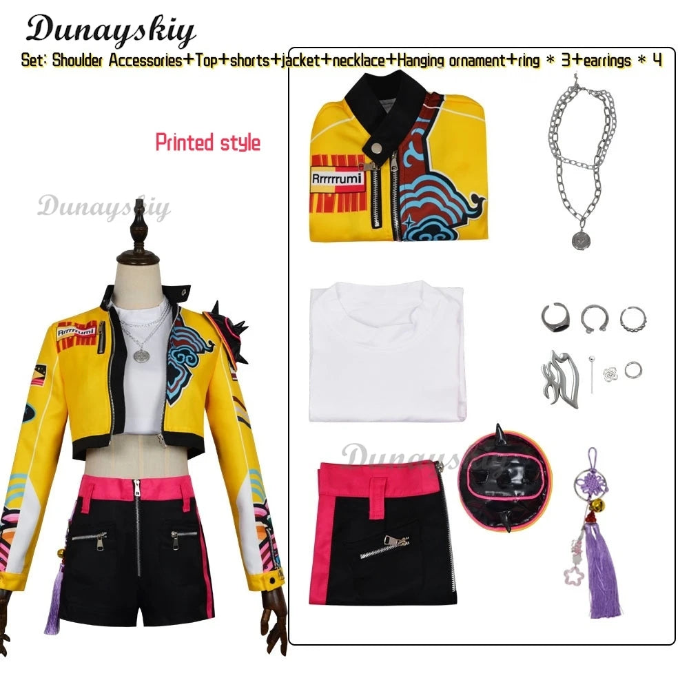 K-Pop: Demon Hunters Rumi Cosplay Costume Wig Uniform Halloween Carnival Party Christmas Play Role Clothes Clothing for Women