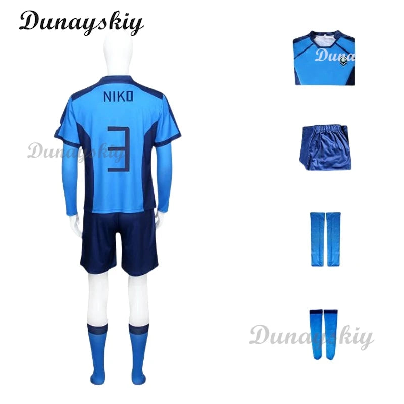 Japan Anime Blue Itoshi Sae Cosplay Costumes Shidou Ryuusei Sports Jersey Oliver Aiku Soccer Lock Jersey Football White Suit