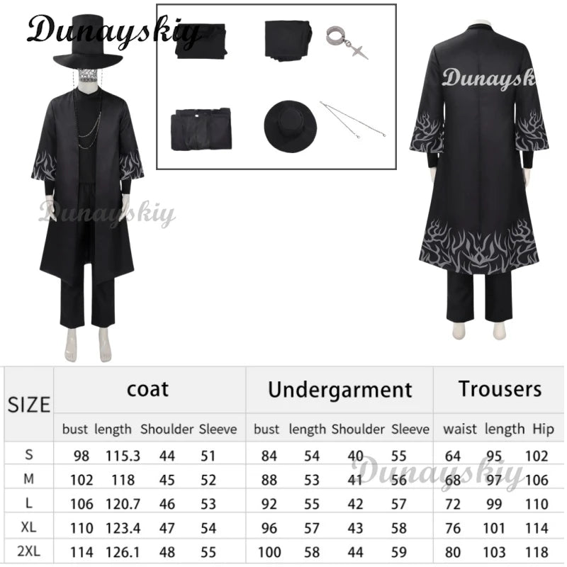 Anime KPop Demon Hunters Saja Boys Cosplay Costume Wig Black Uniform Outfit For Men Women Baby Coat Hat Belt Props Carnival