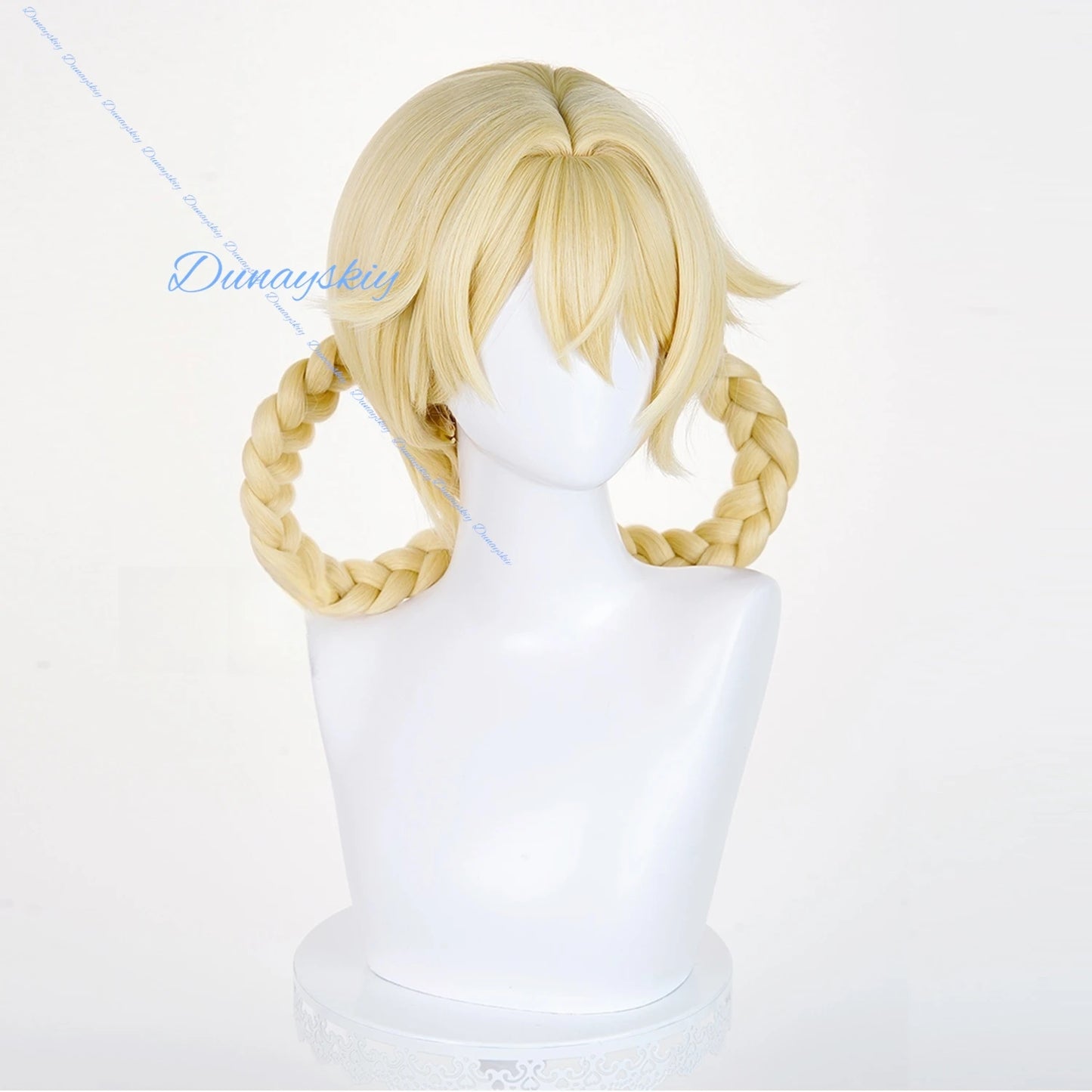 Genshin Impact Jahoda Cosplay Wig Golden Double Braids Heat Resistant Fiber Hair Halloween Party for Women Girls Cos Prop