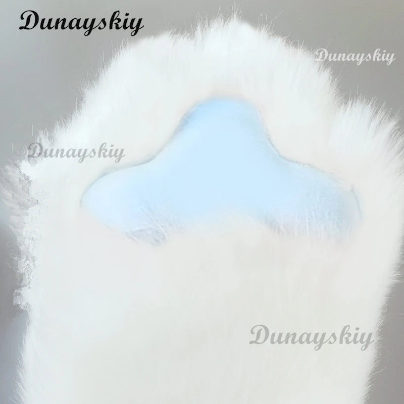 Fursuit Kigurumi Cat Paws Cartoon Plush Furry Cat Cosplay Kig Costume Nail Tiger Claws Full Finger Mittens Story Tell 2pcs