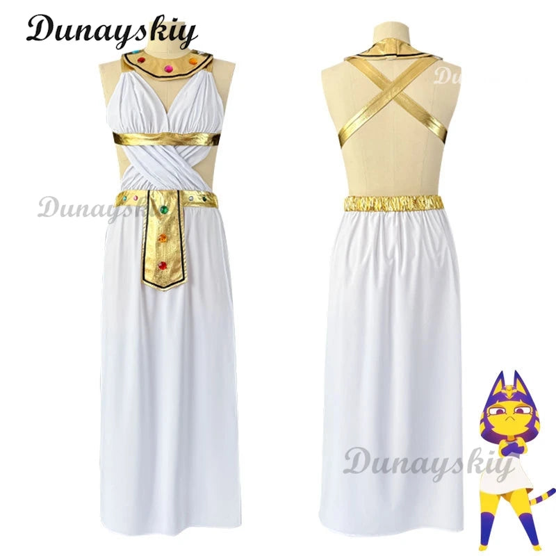 Ankha Cosplay Costumes Egyptian Queen Dresses Game Animal Crossing Role Play Uniform Halloween Carnival Dressing For Women