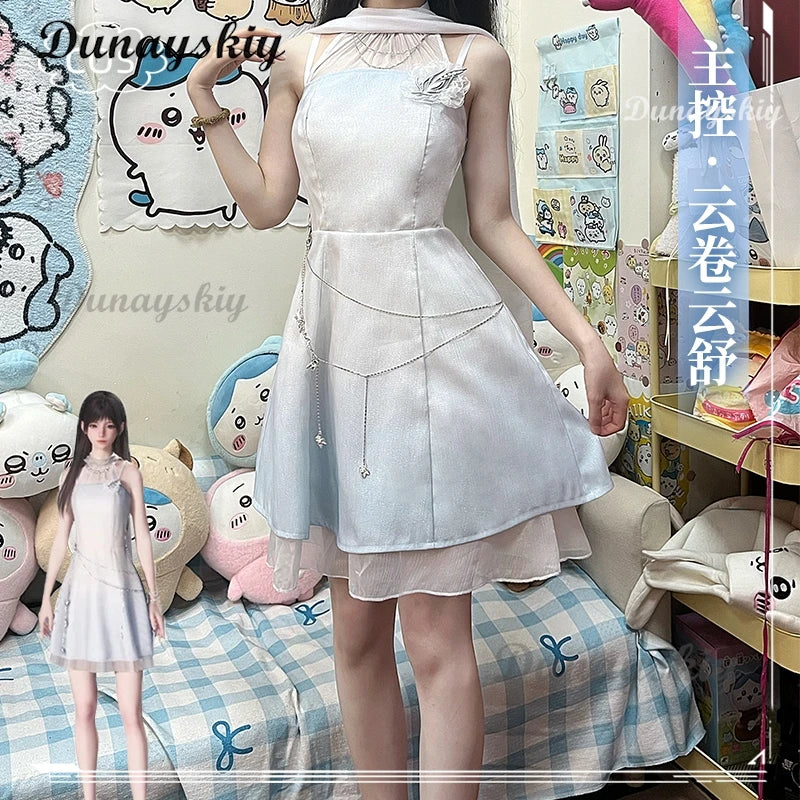 Game Love and Deepspace Cosplay Costume Fashion Role Playing White Cute Dress for Women Comic Con Party Clothes Halloween Suit