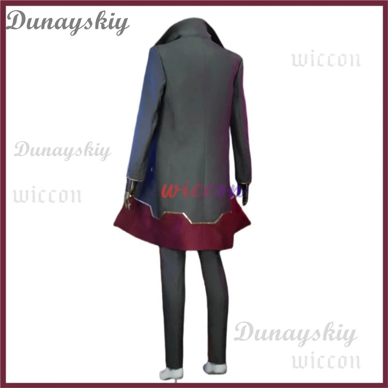 Game LOL Arcane Silco Cosplay Costume Anime Military Uniform Trench Coat Boot Wig Adult Man Halloween Christmas Party Suit