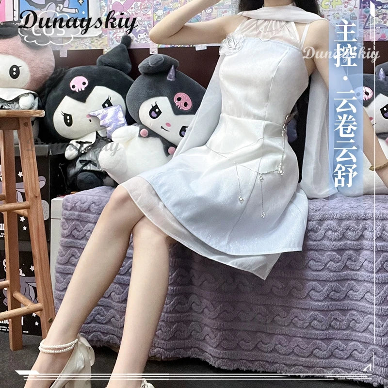 Game Love and Deepspace Cosplay Costume Fashion Role Playing White Cute Dress for Women Comic Con Party Clothes Halloween Suit