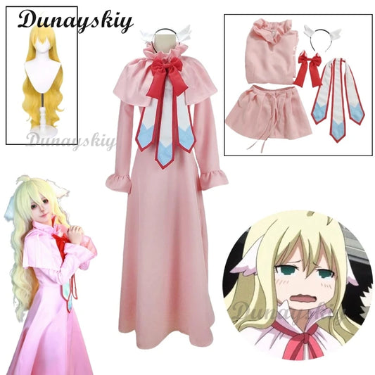 Anime Tail Mavis Vermilion Pink Dress Cosplay Costumes Wig  Women Full set Outfit Halloween Party Sets Customized