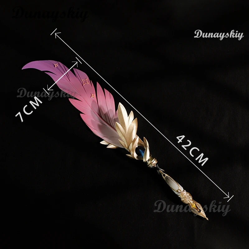 Highly Detailed Honkai: Star Rail 1:1 Replica Trailblazer's Memory Contract Feather Pen Cosplay Prop with Light-Up Feature