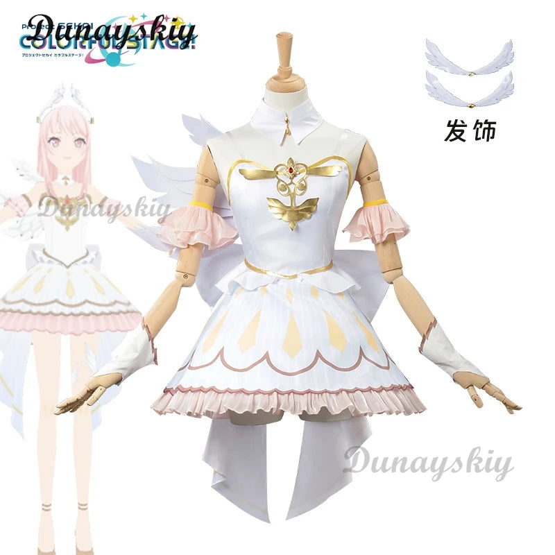Akiyama Mizuki Cosplay Game Project Sekai New Idol Stage Anime Costume Flower Angel Lolita Dress Butterfly Wigs Girls Clothes