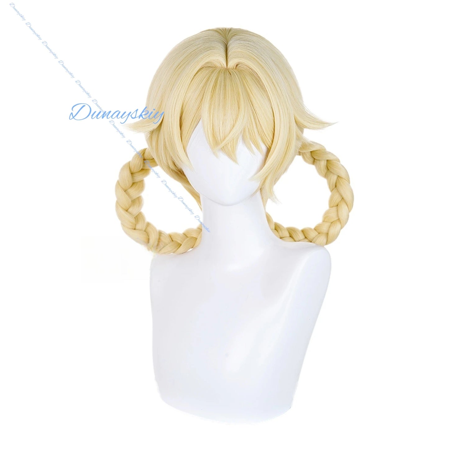 Genshin Impact Jahoda Cosplay Wig Golden Double Braids Heat Resistant Fiber Hair Halloween Party for Women Girls Cos Prop