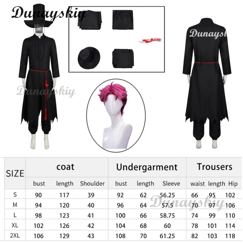 Anime KPop Demon Hunters Saja Boys Cosplay Costume Wig Black Uniform Outfit For Men Women Baby Coat Hat Belt Props Carnival