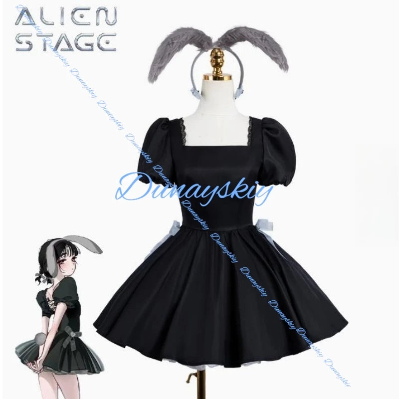 Alien Stage Sua Cosplay Costume Wig Prop Anime Game Balck Dress Halloween Costumes for Women Man Full Dress Party Clothing
