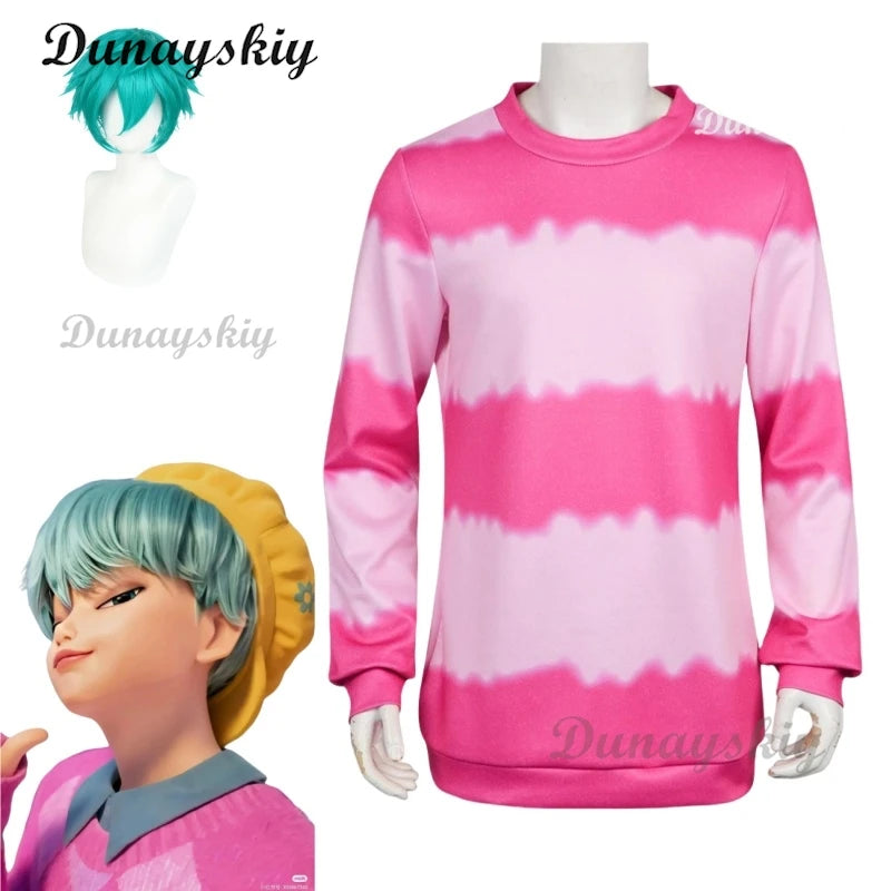 KPOP Huntrix Saja Boys Baby Cosplay Costume Wig Hat Pink Hoodie Y2K costume Halloween Disguise for Adult Outfit