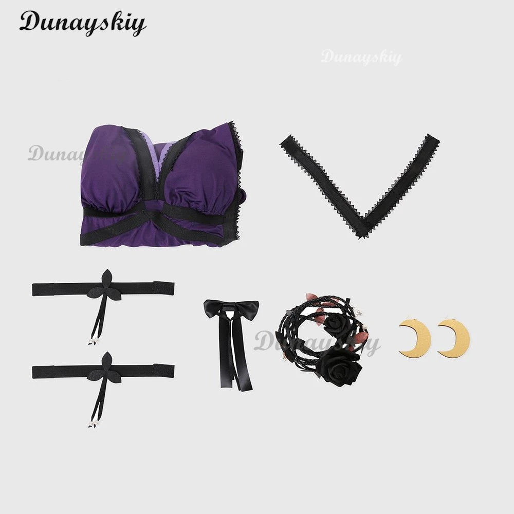 Game Final VII Tifa Lockhart Cosplay Costume Women Purple Sexy Dress Party Halloween
