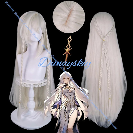 Genshin Impact Istaroth Cosplay Wig Headwear Long Light Blonde Hair Tokoyo Ookami Kairos Four Shades Halloween Party Prop