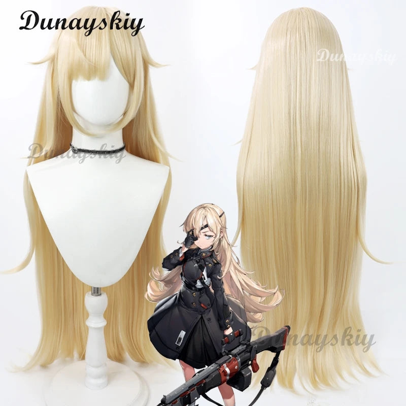 Nikke: Goddess of Victory Guillotine Cosplay Wig 90cm Long Blonde Ponytail Heat Resistant Synthetic Hair Halloween Carnival