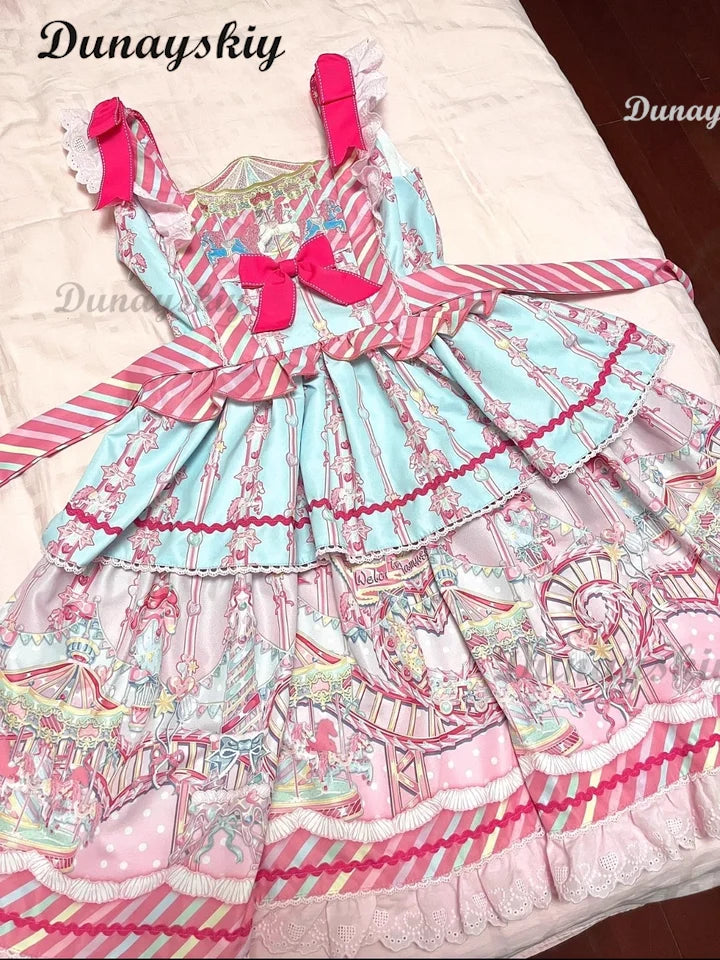 Pinkie Pie Cosplay Costumes Wig Shoes Anime Sweet Lolita Candy Amusement Park JSK Dresses Kawaii Girls Dress Up Party Suits